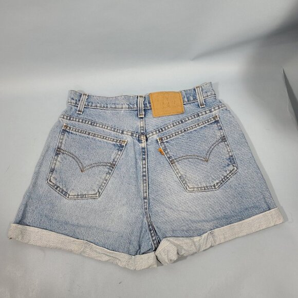 Vintage 1996 Orange Tab Levis 954 Regular Fit High Waist Denim Shorts Juniors 11 - Picture 2 of 8